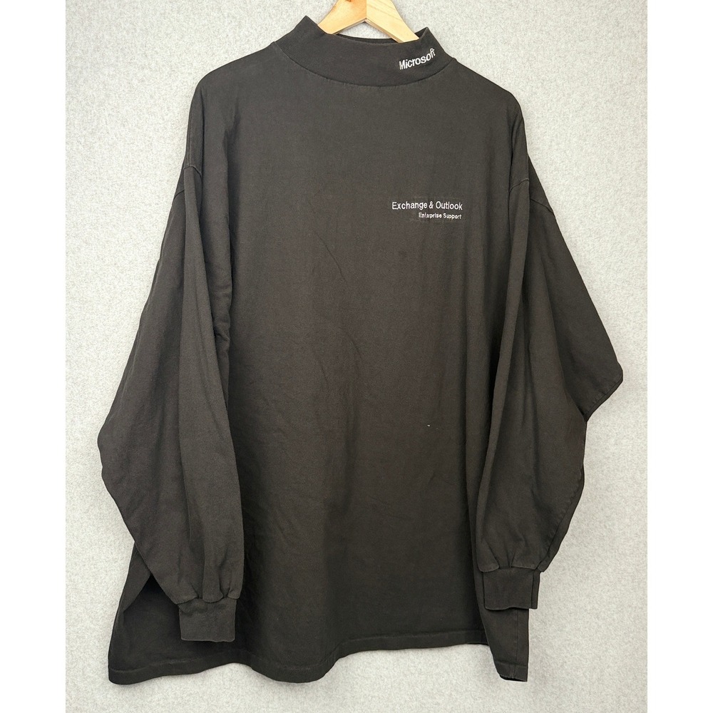 Vintage Microsoft Exchange Outlook Shirt Mens 4X Black  Mock Neck Long Sleeve